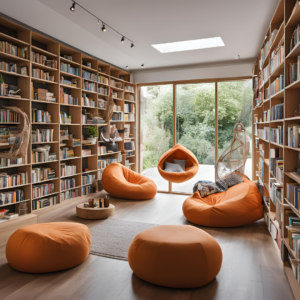 Découvrez notre Espace Détente de Lecture entourée d'une bibliothèque